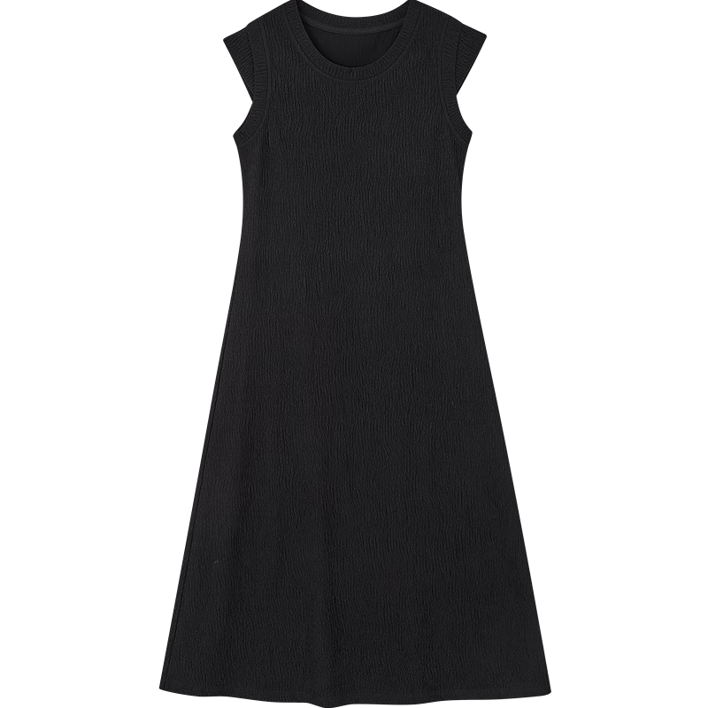 Demana [Comfort Elastic Soft] Summer Simple Style Round Neck Slim Fit Cap Sleeve Petite Elegant Body-Shaping Knit Women's Dress