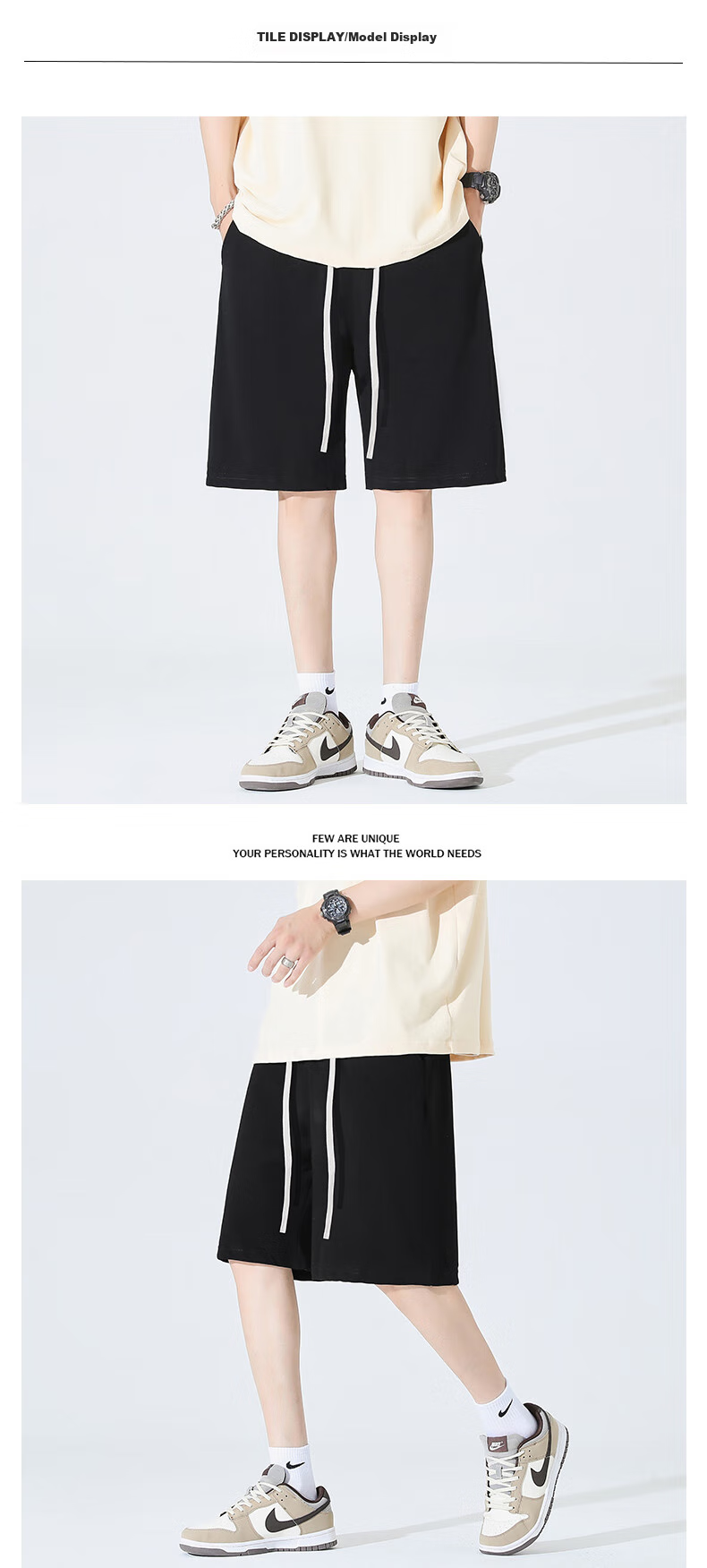 Homlean American-Style Trendy Basketball Shorts for Men, Summer West Coast Casual Comfortable Breathable Knee-Length Shorts LS33 Black M 5