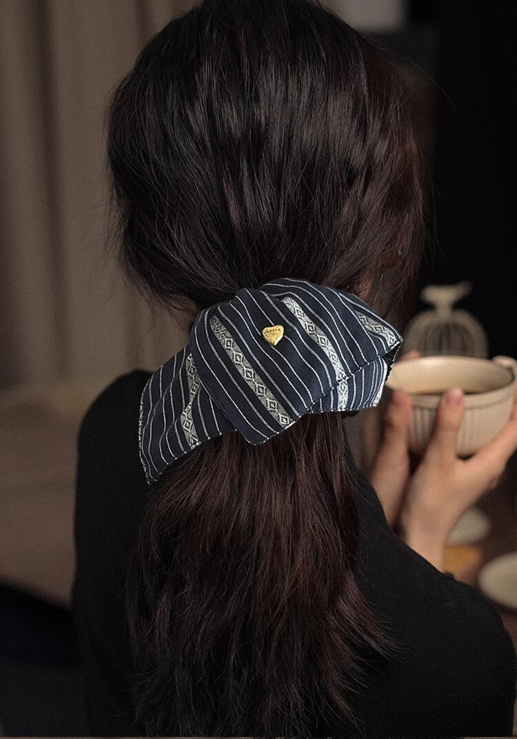 Xiangwan, Floral Butterfly Hair Tie, Vintage Ink Wash Dress Hem Hairband Ponytail Hairband, Hair Accessory, Headpiece, Mid-Autumn Festival Gift 6