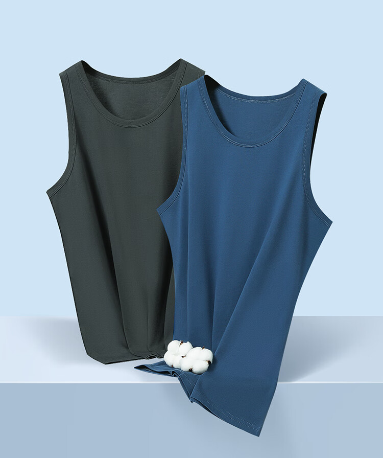 Hodo Men's Antibacterial Pure Cotton Sweat-Absorbing Breathable Simple Sports Vest 2-Pack Summer New Arrival 12