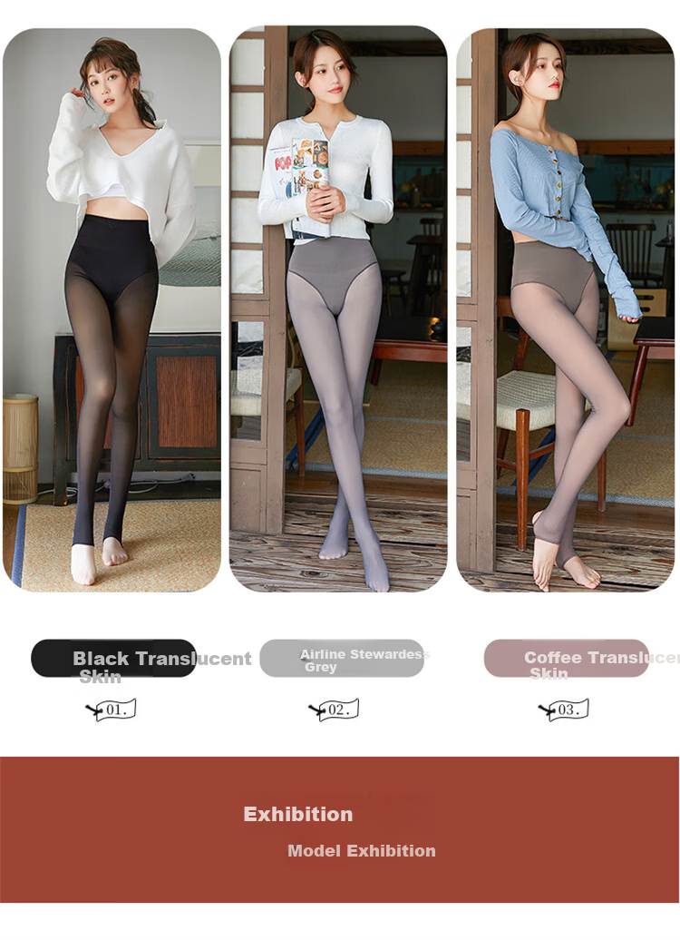 LangSha Women's Leggings for Spring And Summer, Thin Fleece-Like Seamless Pantyhose, Flight Attendant Gray, Skin-Like High-Waist Tummy Control And Butt-Lifting Pants, Gray Footed 10