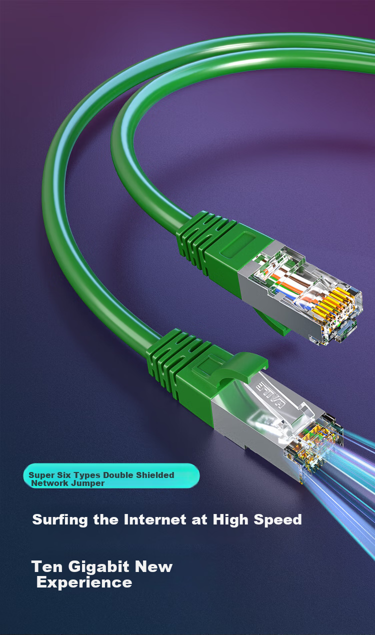 HAILE CAT6A Double-Shielded Pure Copper Patch Cable, Low Smoke Zero Halogen 10 Gigabit Finished 8-Core Network Cable, LSZH Green Network Cable 20 Meters HT-565D 1