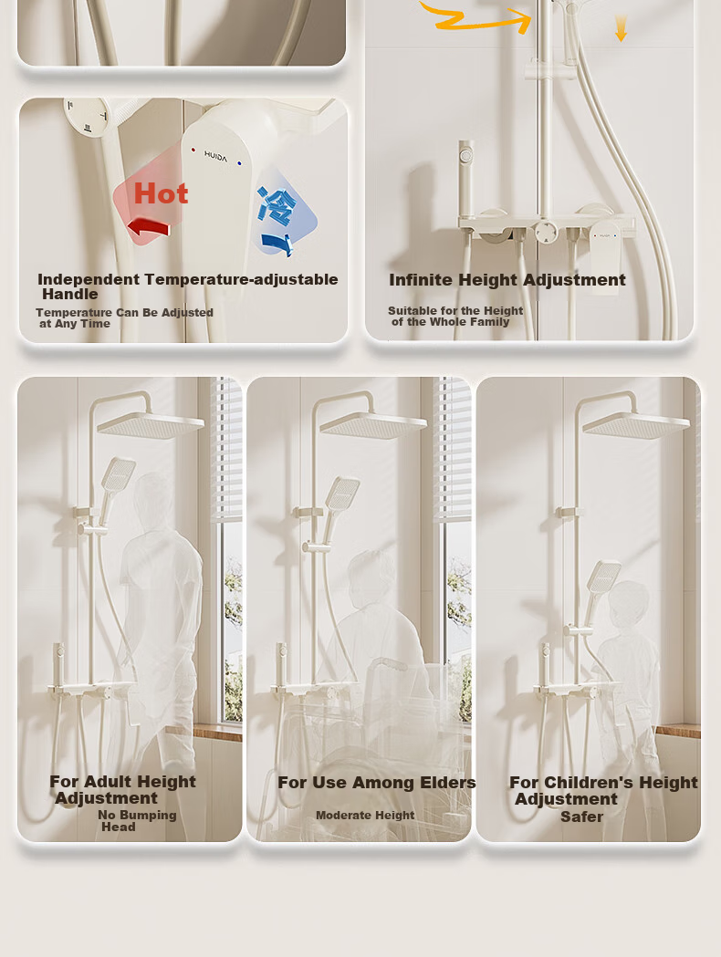 HUIDA Shower Head Set, Large Screen High-Pressure Brass Body, Home Bathroom Shower Head Complete Set TS105S 33