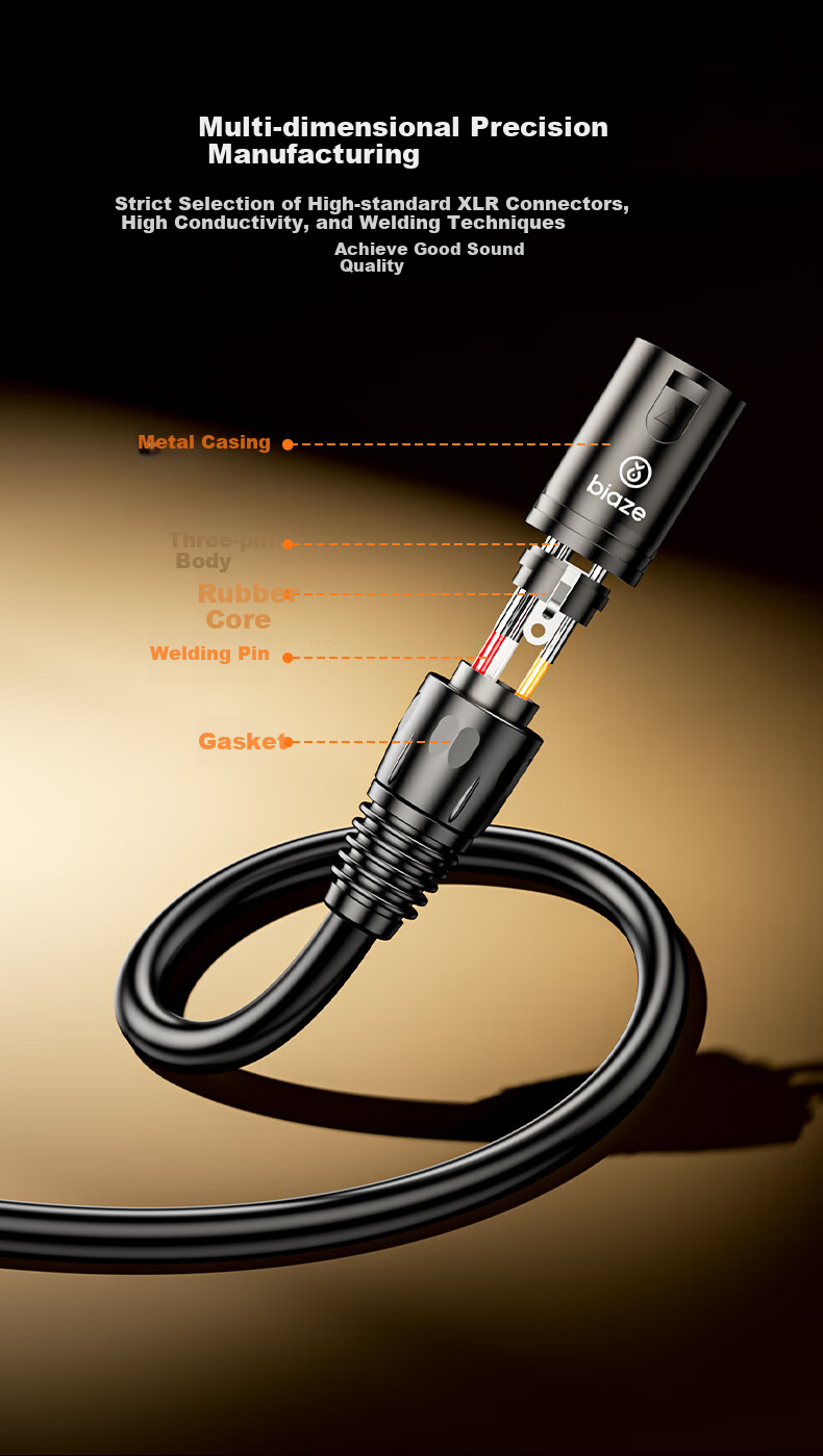 BIAZE Karaoke Microphone Cable with Male to Female Connector, Karaoke Live Streaming Microphone Headset Cable for Mixer, Speaker, Amplifier, Camera, Balanced XLR Cable 10 Meters 4