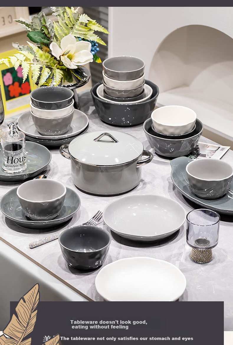 KANGMO New Light Luxury Nordic Style Ceramic Dinnerware Set, Moving Gift Set, Karlos 20-Piece Set 9