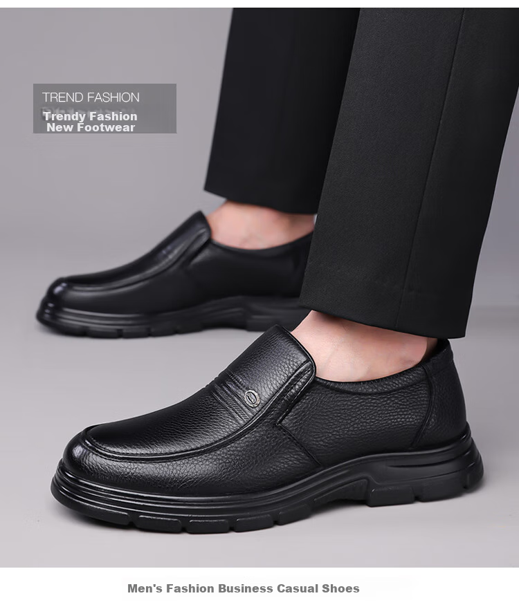 Poitulas Men's Slip-On Business Casual Shoes, Fashionable Lightweight Soft-Soled Loafers, Style 8815, Black, Size 39 8