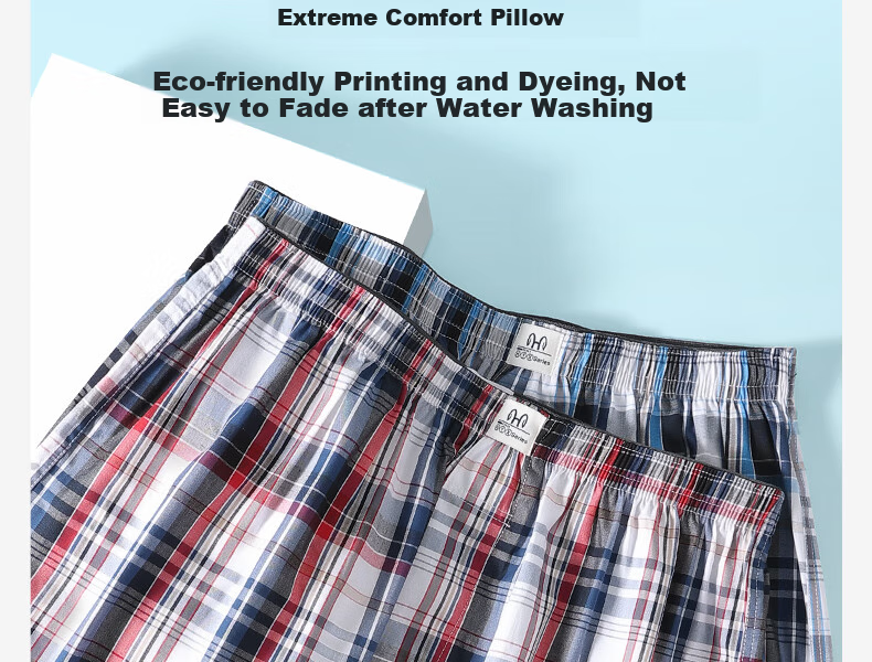 Hengyuanxiang [100% Pure Cotton Aladdin Pants] Men's Underwear, Men's Sleep Shorts, Home Wear, Large Size Boxer Briefs, Four-Corner Shorts 19