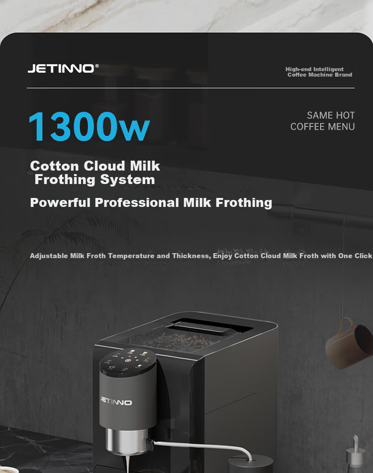 Jinu (Jetinno) [7-Day Trial] Fully Automatic Coffee Machine for Home And Office Use, Italian Grinding All-In (64mm Flat Blade), Cold Brew Coffee JL06B Ink Gray Color 14