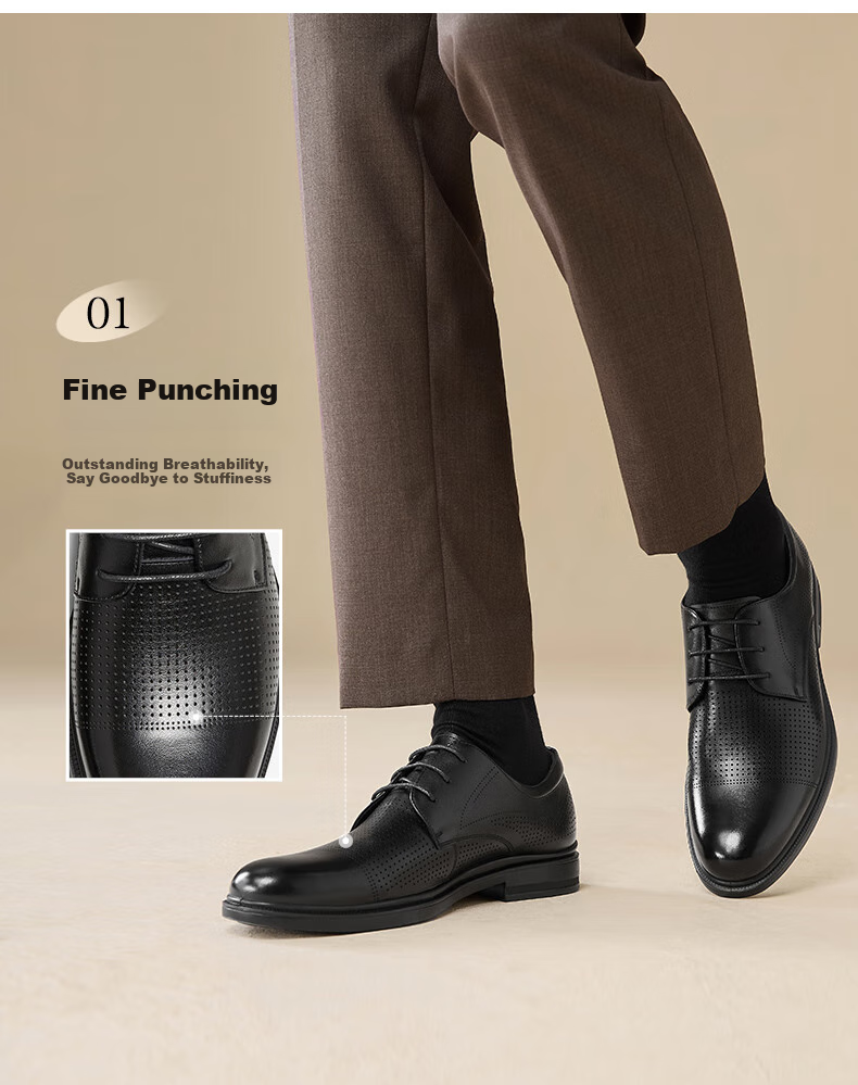 Bata Commuter Business Leather Shoes Comfortable Cowhide Men's Dress Shoes Wedding Shoes 25002AM5 Black (Perforated) Size 38 18
