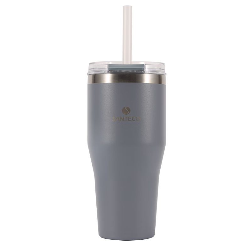 SANTECO Large Capacity Water Bottle, Insulated Cup, Portable for Students And Car Use, Coffee Mug, Rock Gray