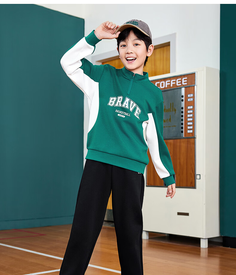 361° Children's Clothing, Kids' Outfit Set, Fall 2025, Boys And Girls, Older Children, Half-Zip Stand Collar Casual Knit Sweatshirt Set, Purple, Size 170 11