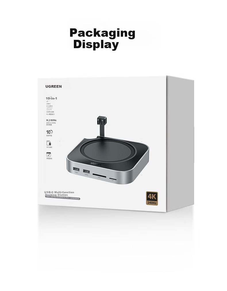 UGREEN M.2 SSD Enclosure Compatible with Mac Mini M4 Expansion Dock, DP DisplayPort, USB 3.2, Compatible with Apple Host, Thunderbolt 4/5 Interface 18