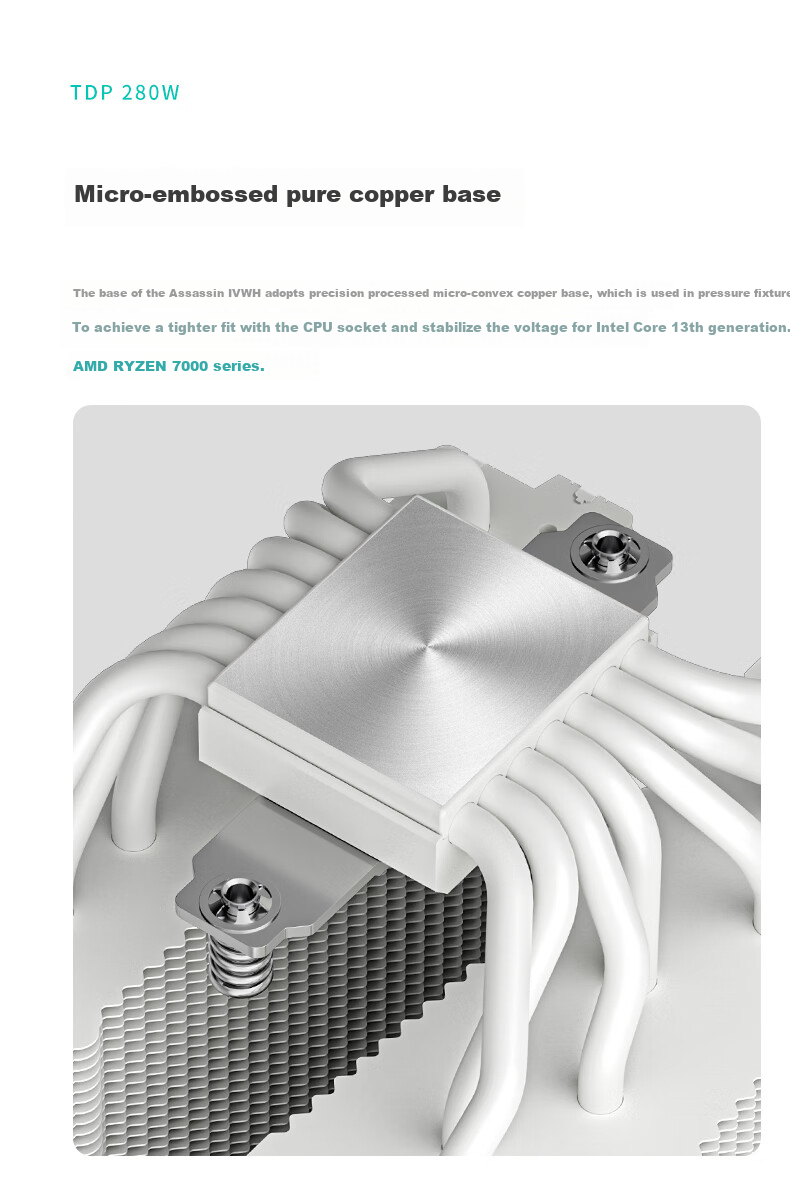 DEEPCOOL Assassin 4 White Air Cooler (7 Heat Pipes, 280W Dual-Mode Cooling, No RAM Obstruction, Magnetic Top Cover, ASSASSIN IV WH) 10