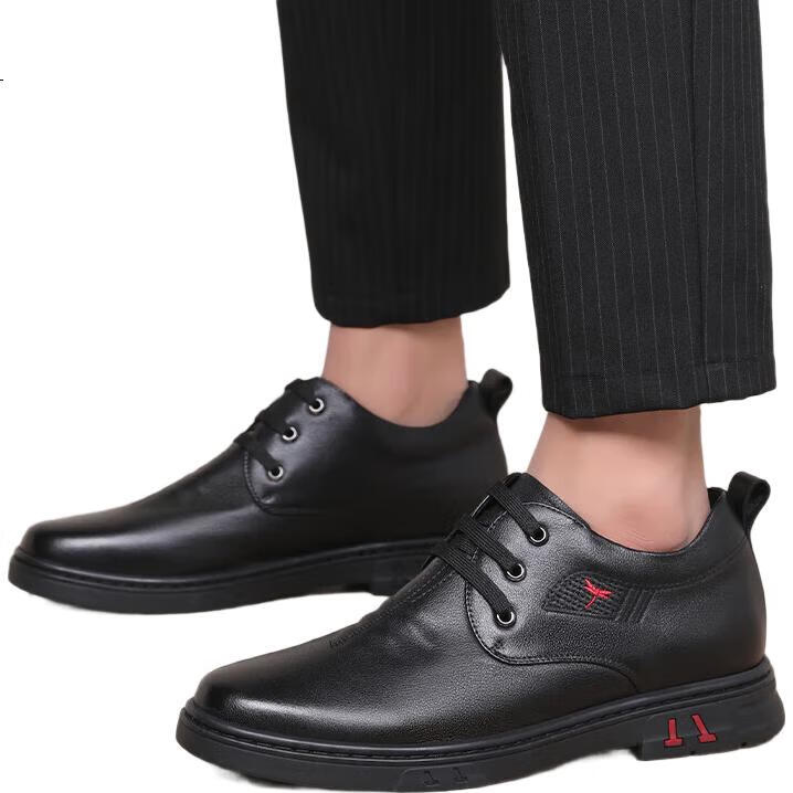 Мужские туфли RED DRAGONFLY WTA122681Z, кожаные, на шнуровке, для увеличения роста, деловые, повседневные, черные