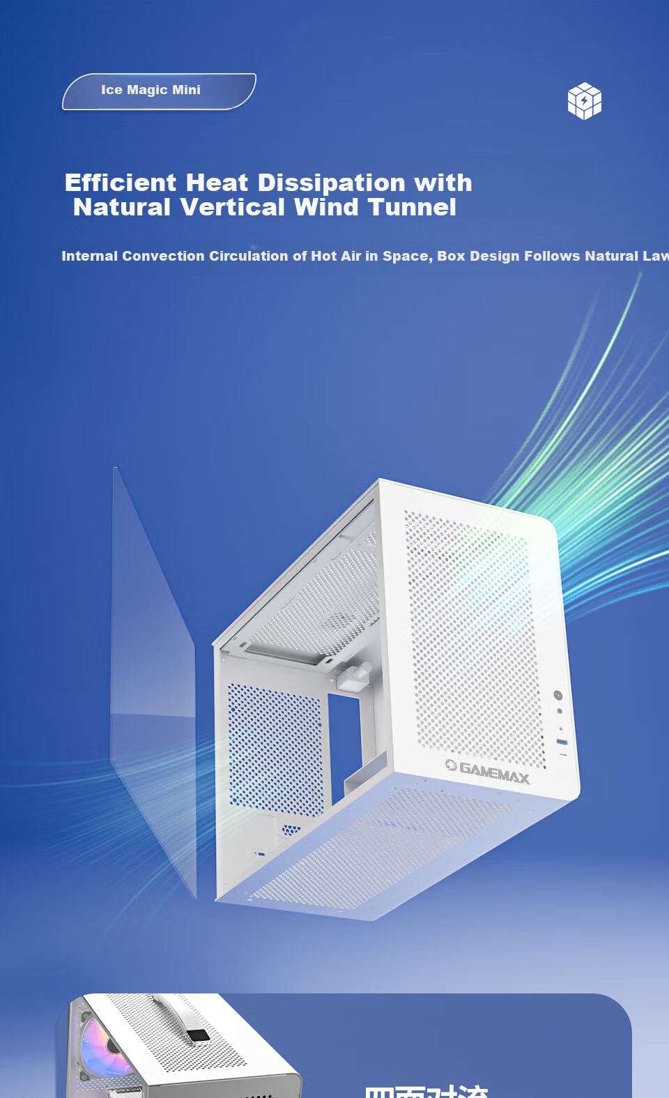 GAMEMAX Ice Cube Mini Desktop Computer Case, Supports MATX with Handle And Mesh Ventilation, Mini Chassis / Pure White 4