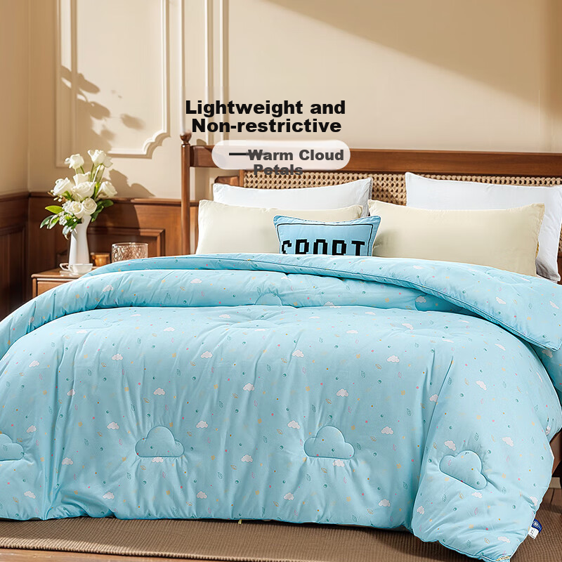 Fuannaertong Seven-Hole Antibacterial Pure Polyester Milk Skin Printed Fiber Quilt Winter Thick Comforter 203*229cm [Washable]