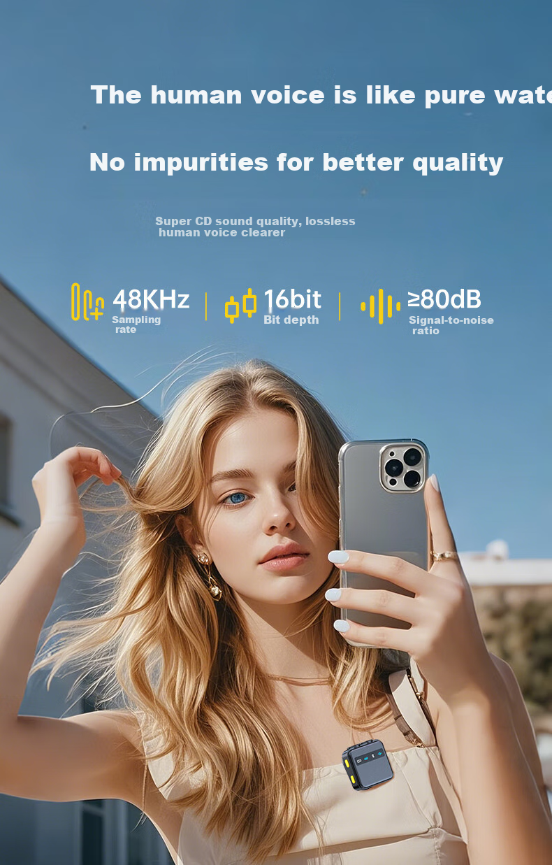 KOVOL [Completely Upgraded] Wireless Lavalier Microphone for Live Streaming, Short Video Recording, Outdoor Noise Reduction, Karaoke, And Audio Recording, Professional Microphone with One Transmitter And One Receiver, Compatible with Apple And Android Devices 10