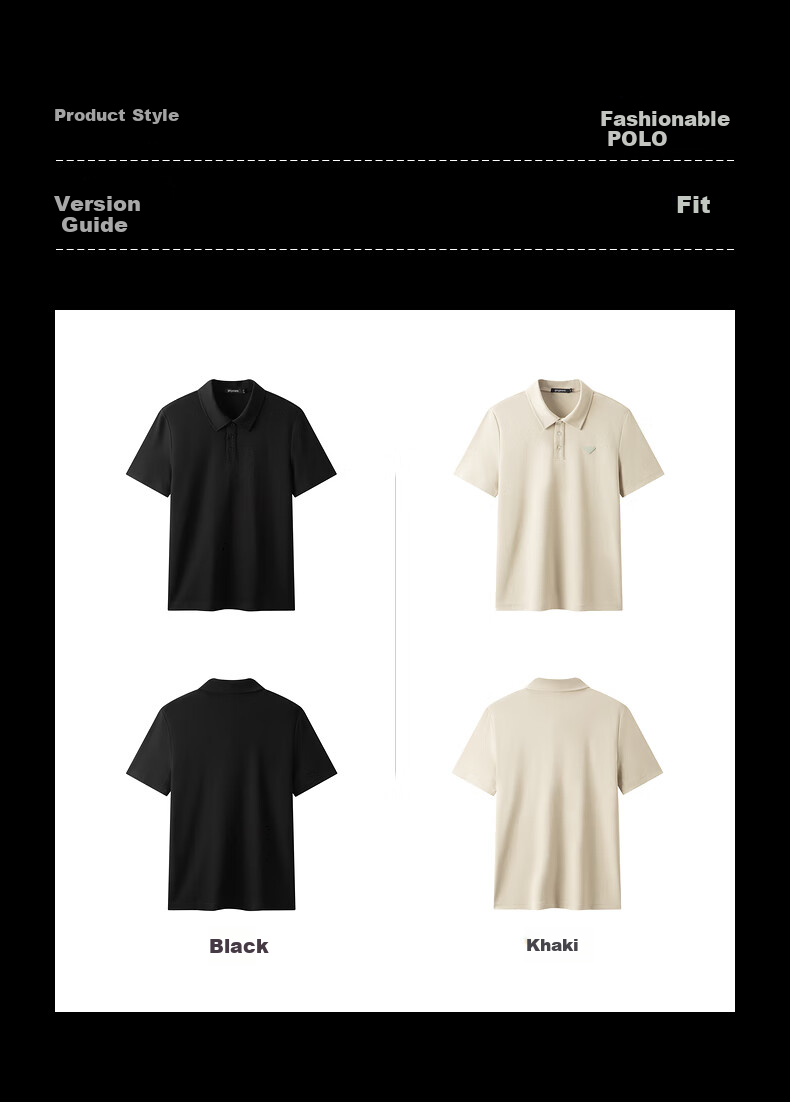Gxgjeans Men's Basic Business Polo Shirt Short Sleeve Summer 2025 New Khaki 170/M 3
