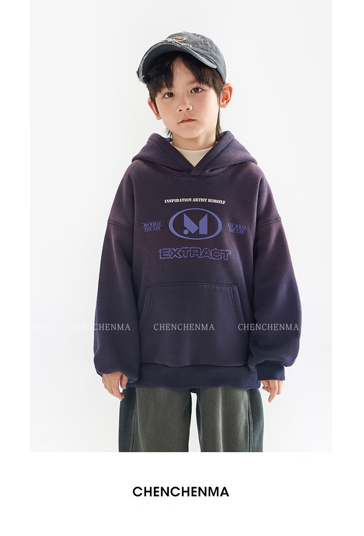 Chenchen Mom Gradient Parent-Child Gradient Color Hooded Fleece Sweatshirt 6762D 13
