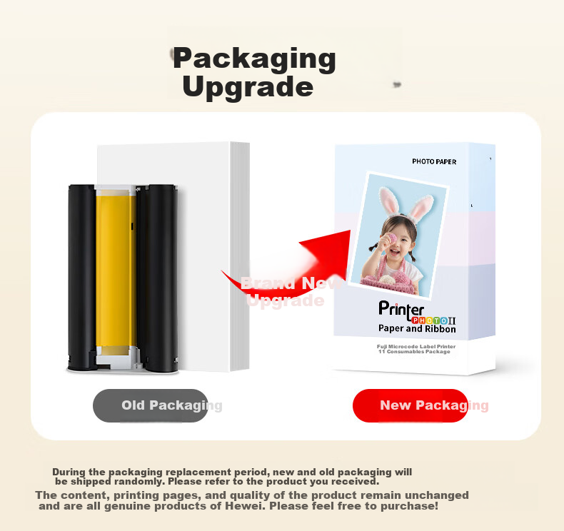 Huiwei Compatible with Fujifilm PSC2D Xiaoqiaoyin II Digital Photo Printer Second Generation Film Paper Photo Consumables Pack: 6-Inch Ribbon + 40 Sheets of Photo Paper 1