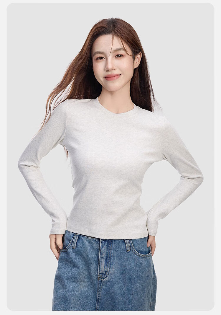 Woodpecker Women's Regular Shoulder Long Sleeve T-Shirt Round Neck Autumn 2025 New Slim Fit Black M 8