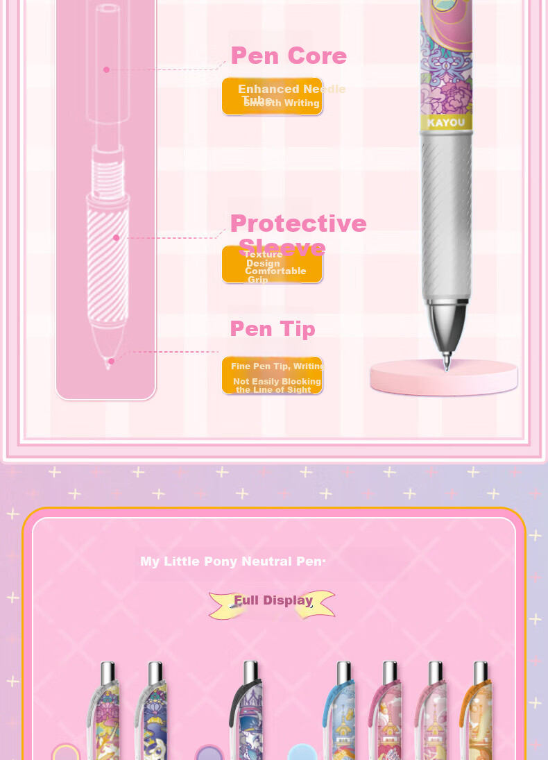 Kayou My Little Pony Blind Box Pen, Retractable Gel Pen, Signature Pen, Stationery, 0.5mm, Mid-Autumn Festival, National Day, Christmas Gift 9