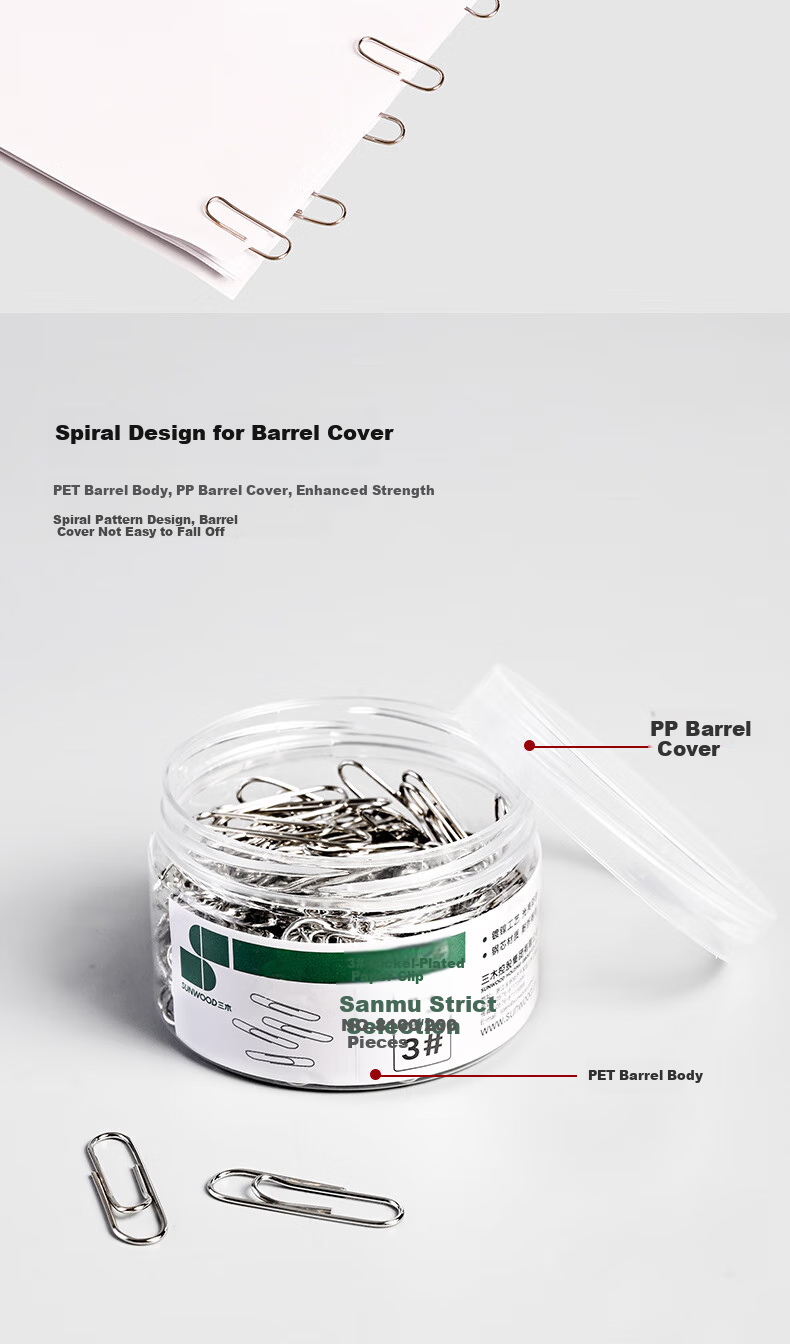 SUNWOOD Nickel-Plated Paper Clips/metal Anti-Rust Binder Clips/classification Storage Office Supplies, 100 Pieces/box, 10 Boxes, 8102 3