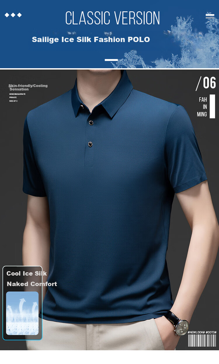 LangSha Polo Shirt for Men, Summer Quick-Dry Ice Silk Cool-Touch T-Shirt, Loose Casual Business Versatile Collared Short Sleeve, Gift for Elders 1