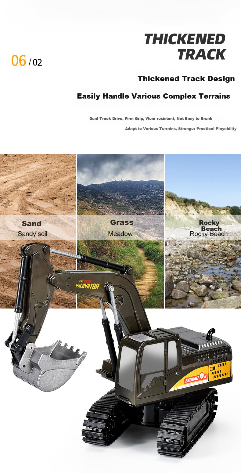 LEAIXIANG Children's Alloy Remote Control Excavator, Electric Toy Digger, Beach Sand Digging Machine, Boys' New Year Gift 5