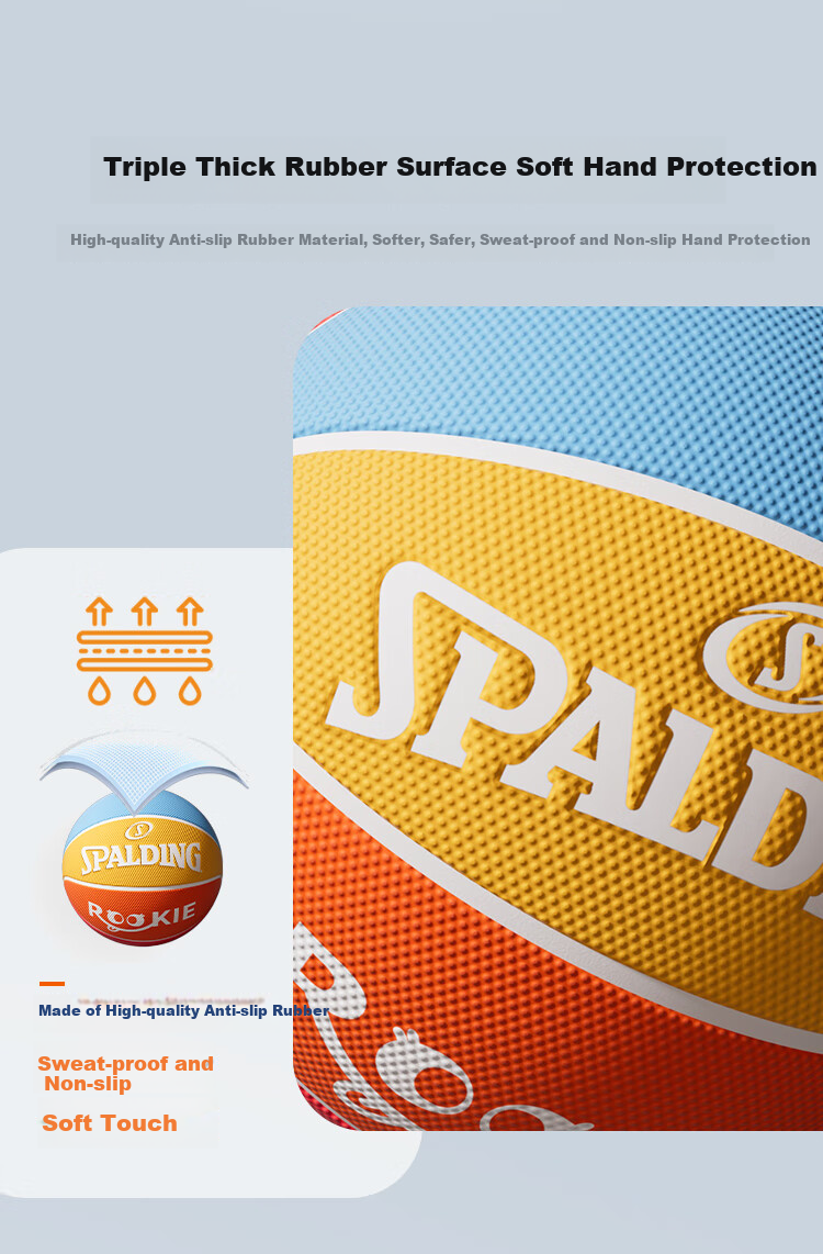 JD Original | Spalding Co-Branded Kids Size 5 Basketball, Children's Elementary School Rubber Basketball, Size 5 Ball 3