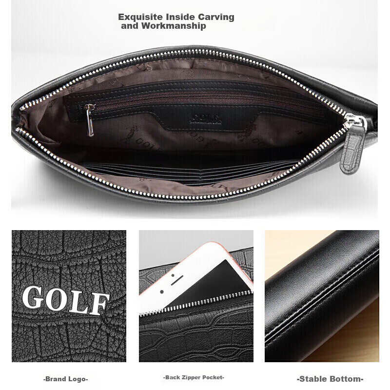 Мужской клатч GOLF из натуральной кожи, с множеством отделений для карт, ручной, с тиснением под крокодила, большой вместимости, подарочный для бойфренда