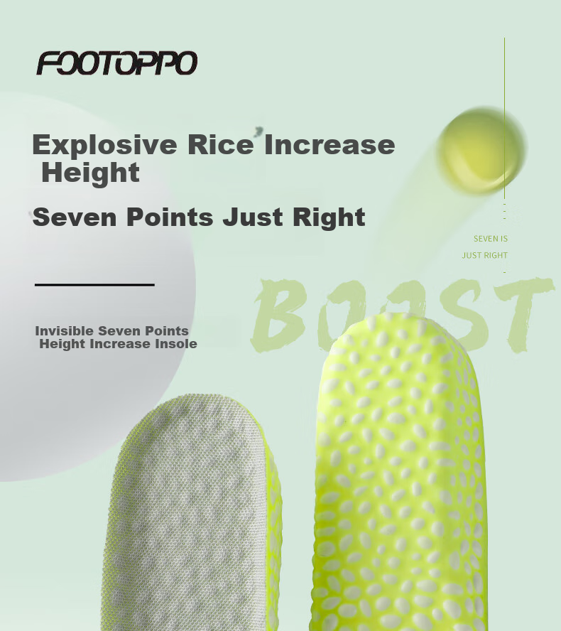 FOOTOPPO Boost Height-Increasing Insoles for Men And Women, Odor-Resistant Soft Sole Comfortable Popcorn High-Elastic Shock-Absorbing Invisible Half Insoles 1