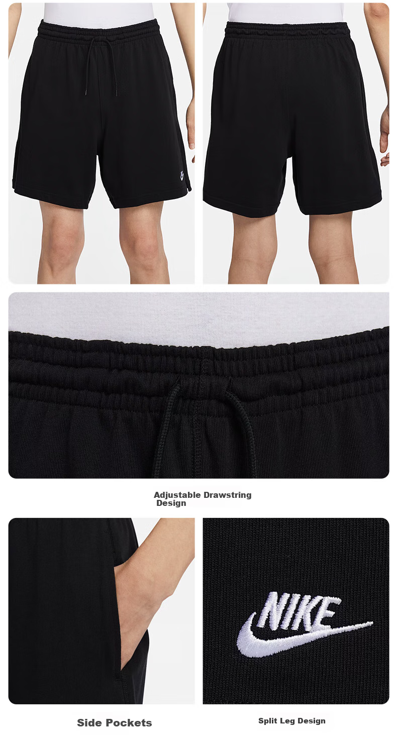 NIKE Men's Sports Shorts, Summer Knitted Shorts, Pure Cotton Sweat-Absorbing, Knee-Length Shorts FQ4361-063 Gray, 2XL 4