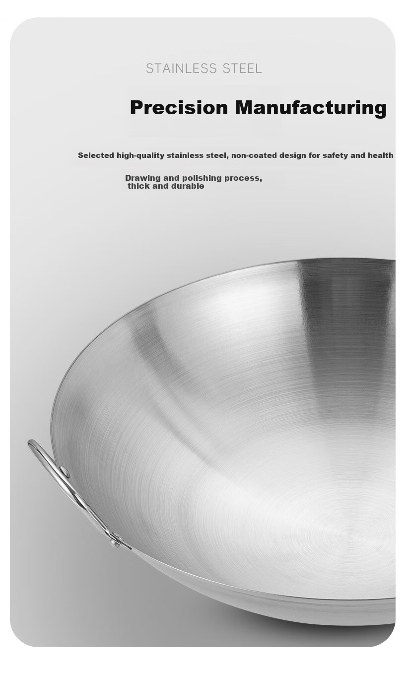 Jinyaoshi Stainless Steel Double-Handle Large Wok, Commercial Use, 50cm, Uncoated, for Restaurants And Chefs, Stir-Fry Pan, GK-SC 11