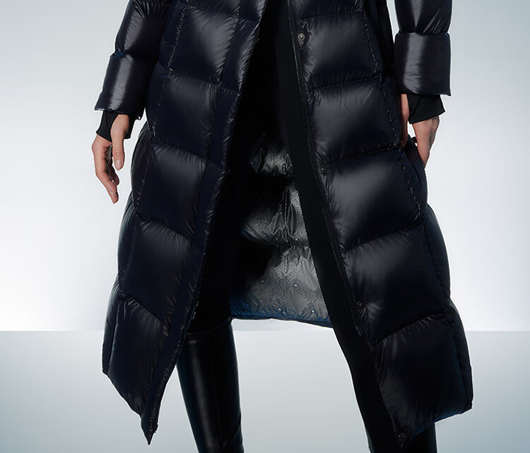Tanboer Women's Long down Coat with Hood, Waist-Cinching Slimming Effect, Thickened Warm Ladies' down Jacket 550890D Aurora Black 160 2