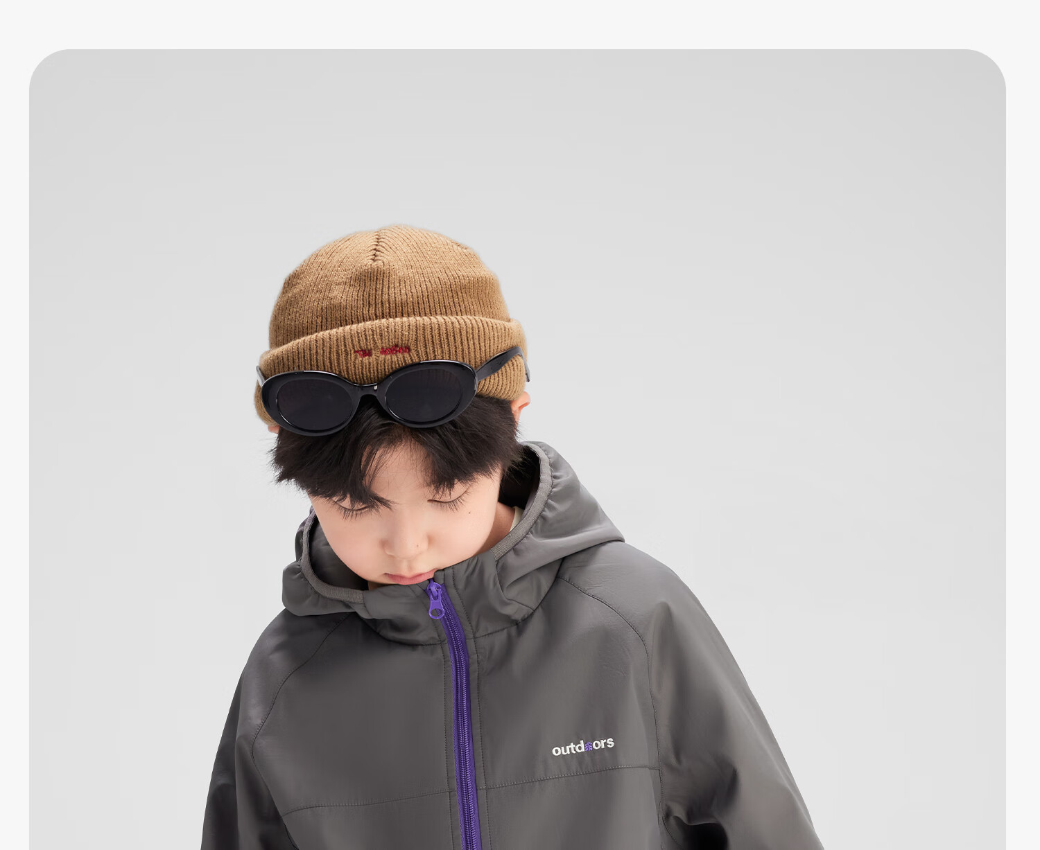 Zuoxi Boys' Fleece-Lined Jacket, 2026 New Children's Softshell Outerwear, Fleece Integrated Top, Gray, Size 160 47