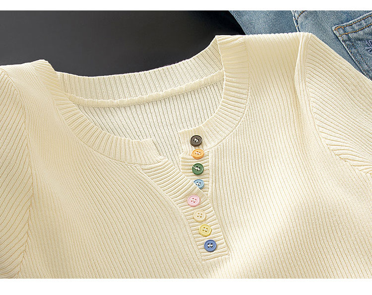 Cypress V-Neck Knitwear 2026 Summer New Women's Fresh Artistic Design Pullover Short Sleeve Top 13