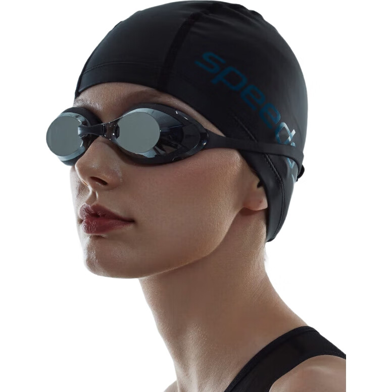 Очки для плавания Speedo Cyclone3, черные/серебристые, с антифог покрытием
