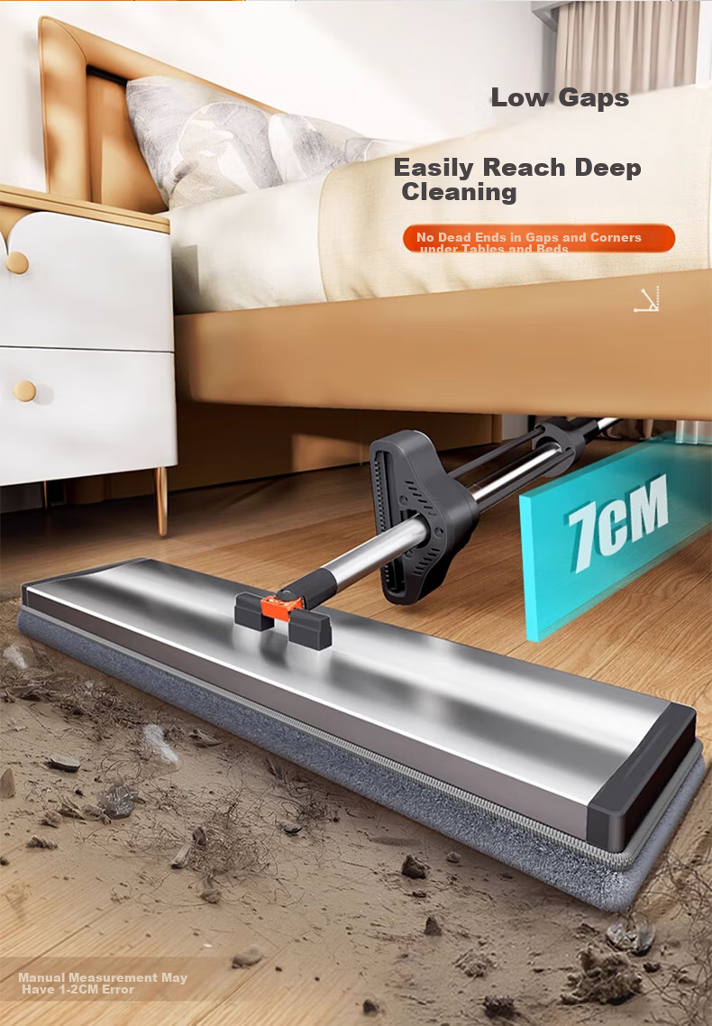 Jiabangshou Flat Mop, 40cm Wide, 5 Thickened Mop Heads, 135cm Long Handle, Aluminum Alloy Surface, No-Hand Floor Cleaning Tool 6