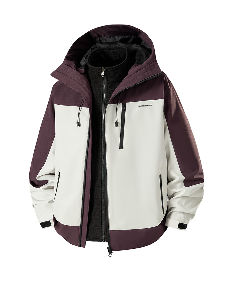 FAIRWHALE Men's Jacket Autumn Winter 2025 New Trendy Brand 3-in-1 Detachable Windproof Mountaineering Coat Black L 9