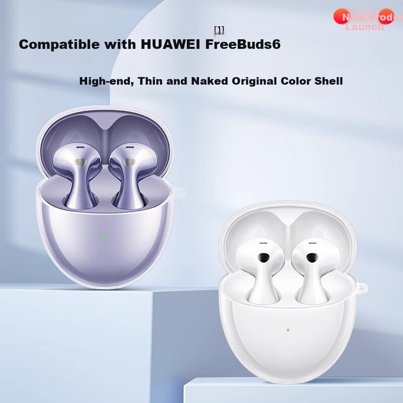 ESCASE Protective Case for Huawei Freebuds 6, Bluetooth Earphone Silicone Storage Box, Soft Shell Full Coverage Shockproof Ultra-Thin Transparent Case for Bare Device, Aesthetically Pleasing + Small Airplane Desig