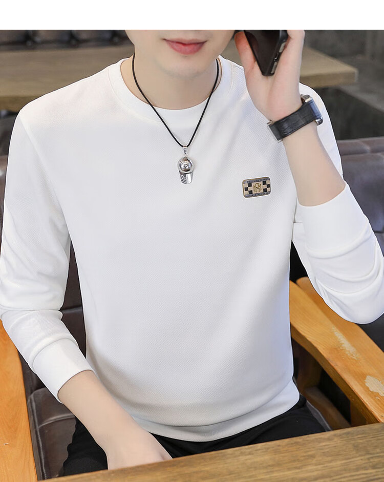 TUCANO Men's Sweatshirt Spring and Autumn Crew Neck Long Sleeve T-Shirt Casual Base Shirt Black L 10