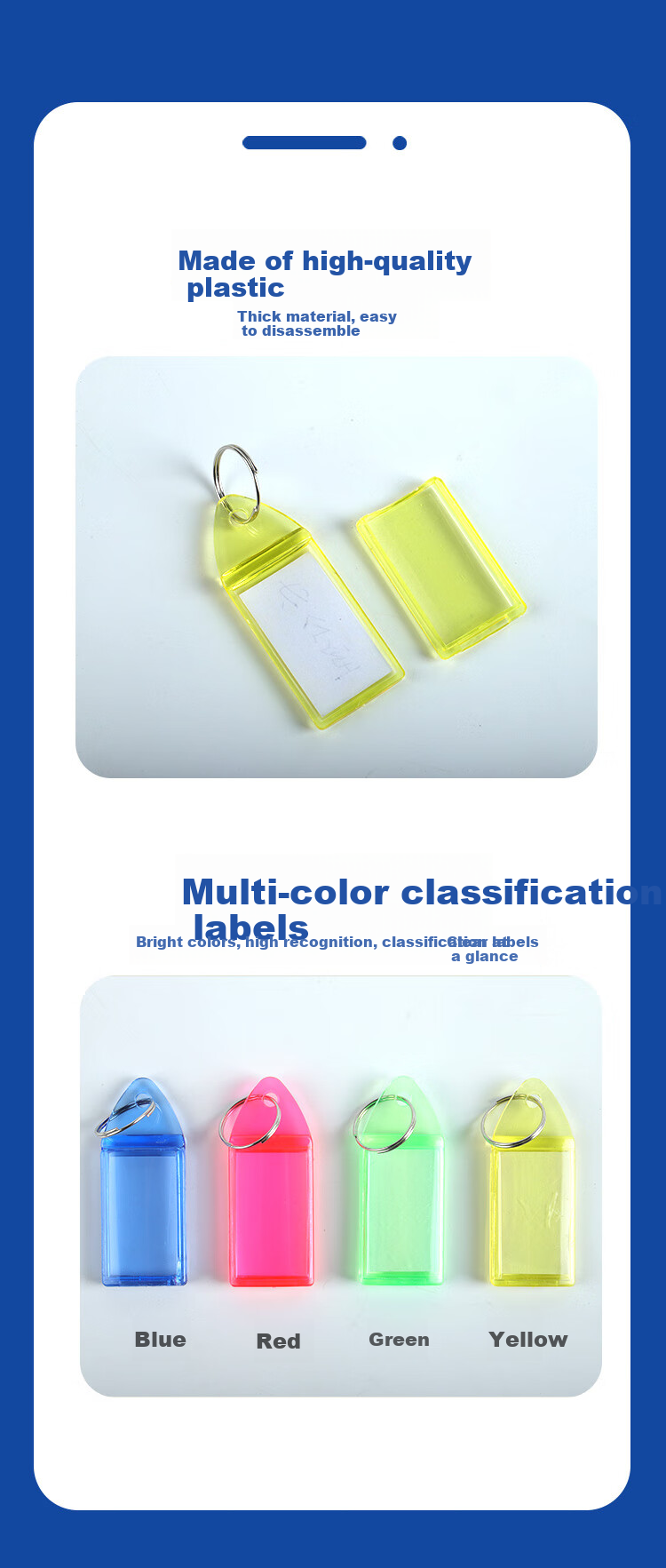 TANGO Key Tags, Colorful Double-Sided, 24 Pieces/tube, Four Colors, PET Tube Packaging, Label Tags, Hotel Landlord Large Key, Customizable Classification Labels, Easy-To Key Tags 4