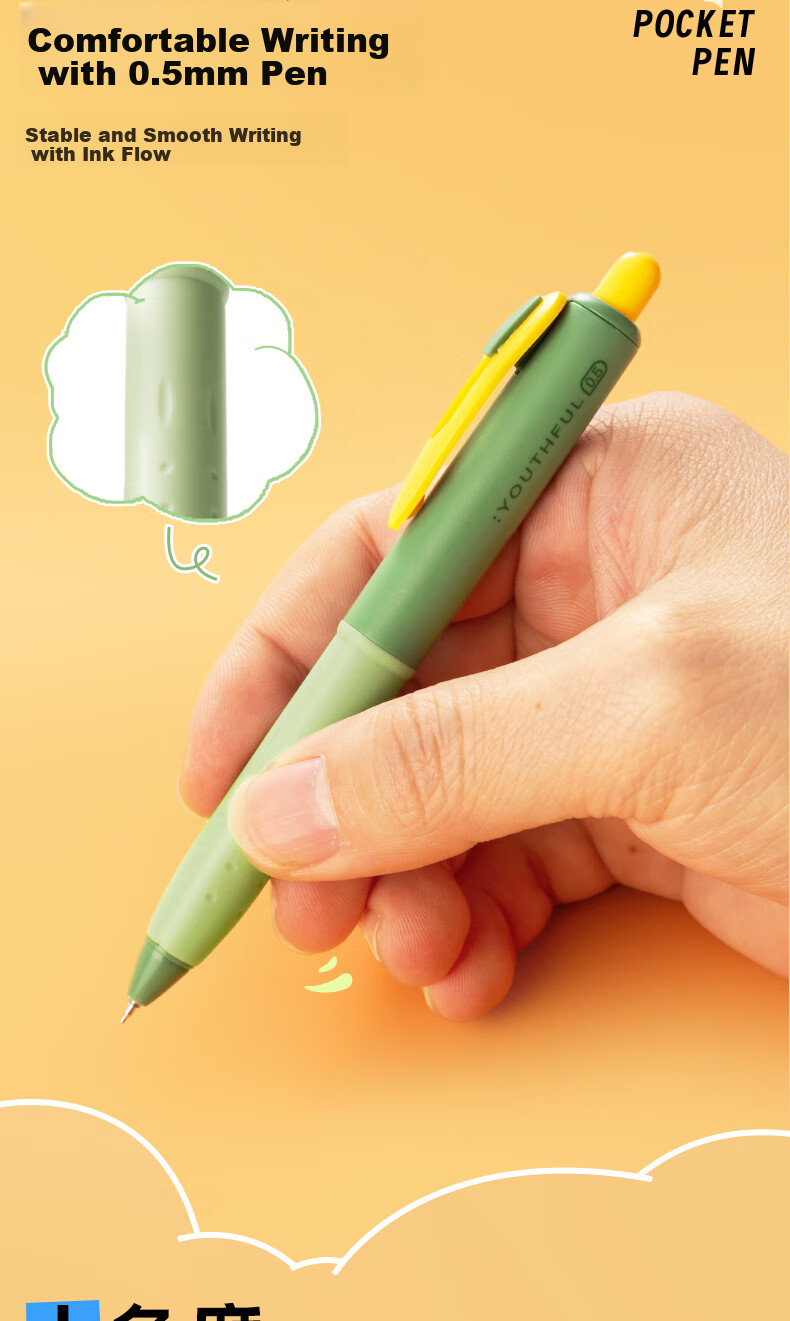 M&G Pocket Retractable Gel Pen, 0.5mm, Quick-Drying ST Tip, Black, Convenient Short Mini Size, for Students' Practice And Office Use, Gel Pen, 12-Pack, AGP82919A 6