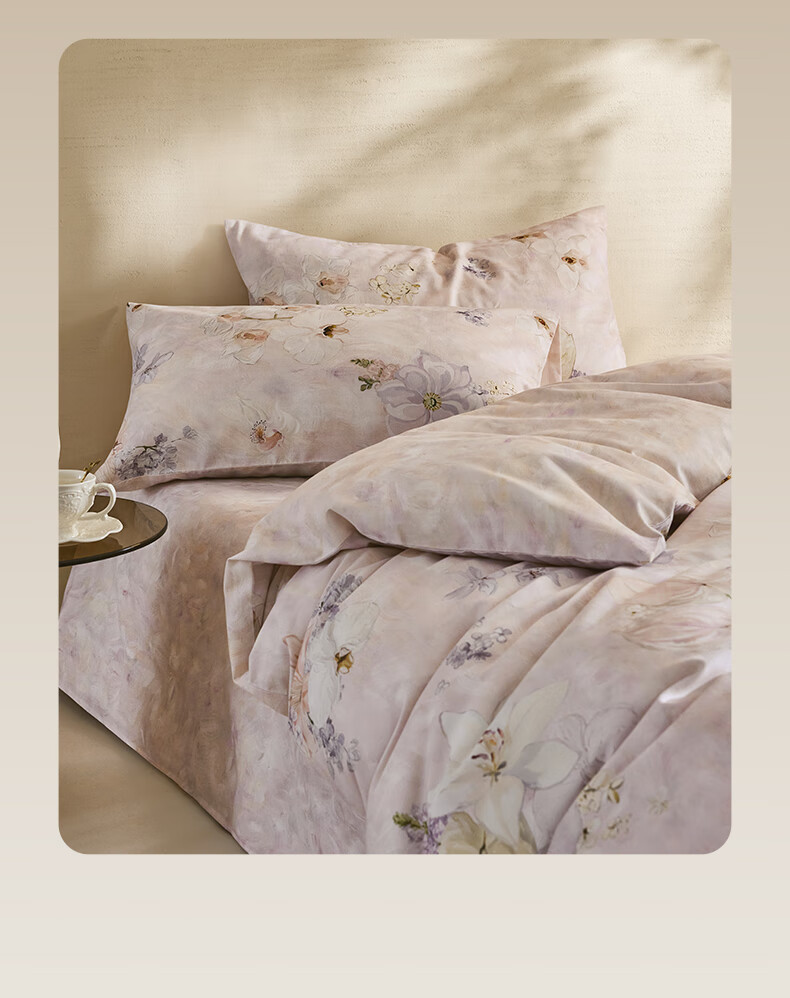 Luolai Home Textiles Cotton Thickened Brushed Four-Piece Set Winter Pure Cotton Quilt Cover Bed Sheet Bedding Purple 200*230cm 3
