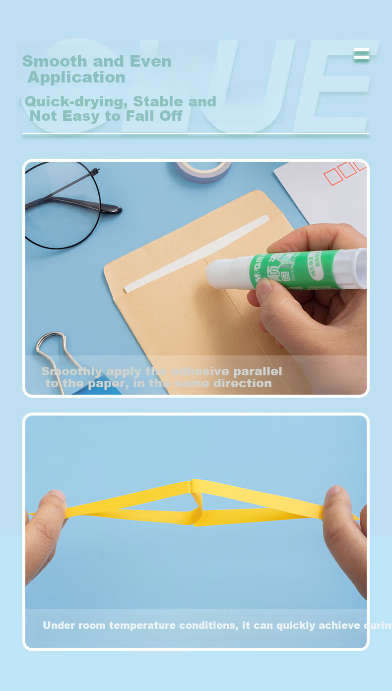M&G Smooth Strong Adhesive Solid Glue, High Viscosity PVA Solid Glue/wand, Quick-Drying Durable Portable, 9g ASGN7102A, Pack of 12 4