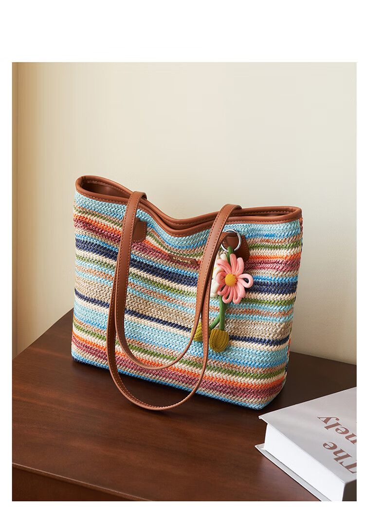 Aokang Women's Handbag, Fashionable Rainbow Color-Block Trendy Tote Bag, Light Luxury Shoulder Bag, Birthday And 520 Gift for Girlfriend Or Wife 5