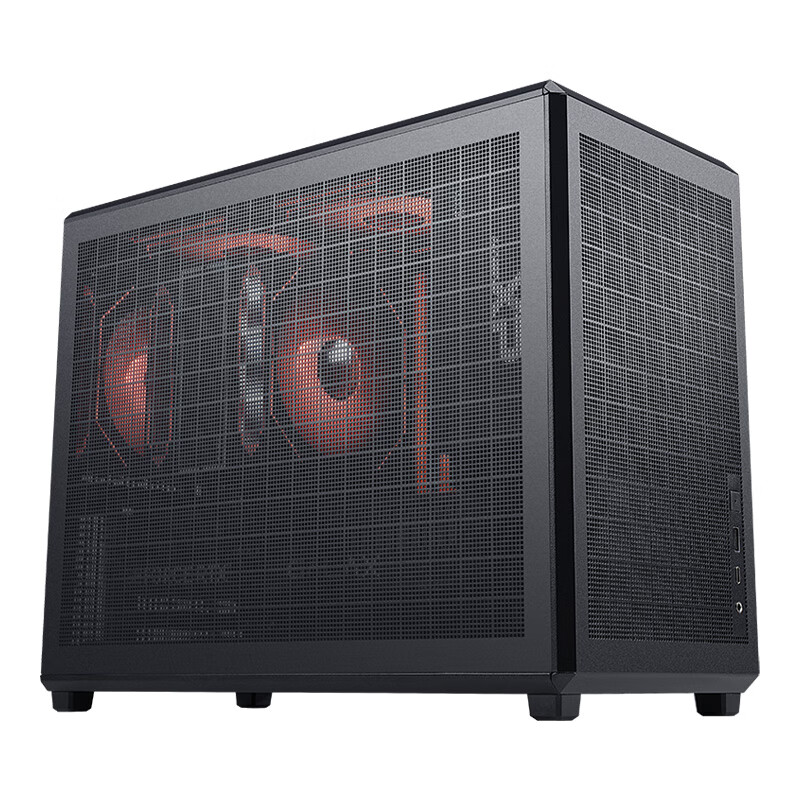 SAMA Quzao 3 Type-C Black Desktop Portable Handheld Matx Small Case, Four-Sided Mesh/5 Fan Positions/≤160mm Cooling/350mm Graphics Card/ATX Power Supply