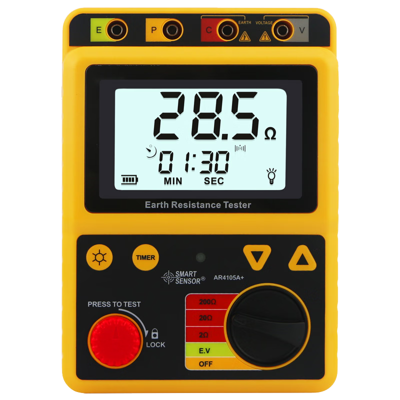 Xima Ground Resistance Tester, Electronic Meter, Digital Ground Resistance Measuring Instrument, Digital Display Megohmmeter AR4105A+