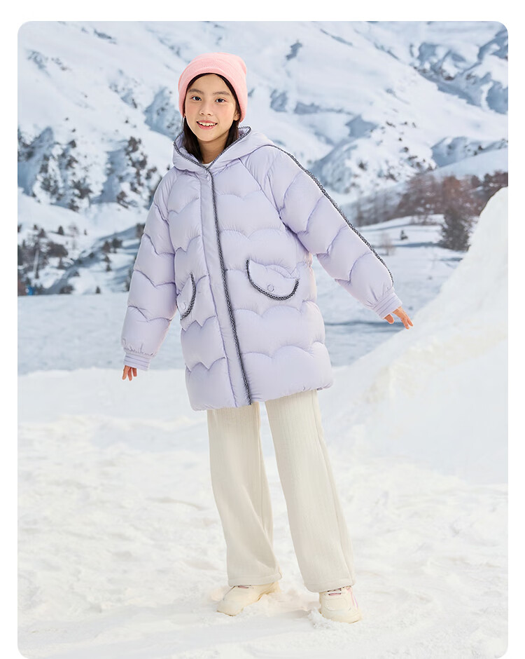BALABALA balaOne Girls' Windproof Warm Down Jacket Winter Hooded Tweed Coat 2025 New 208425107010 2